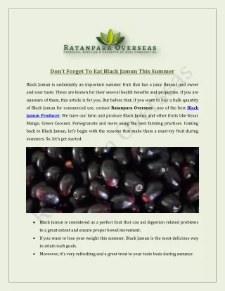 Don't Forget To Eat Black Jamun This Summer
