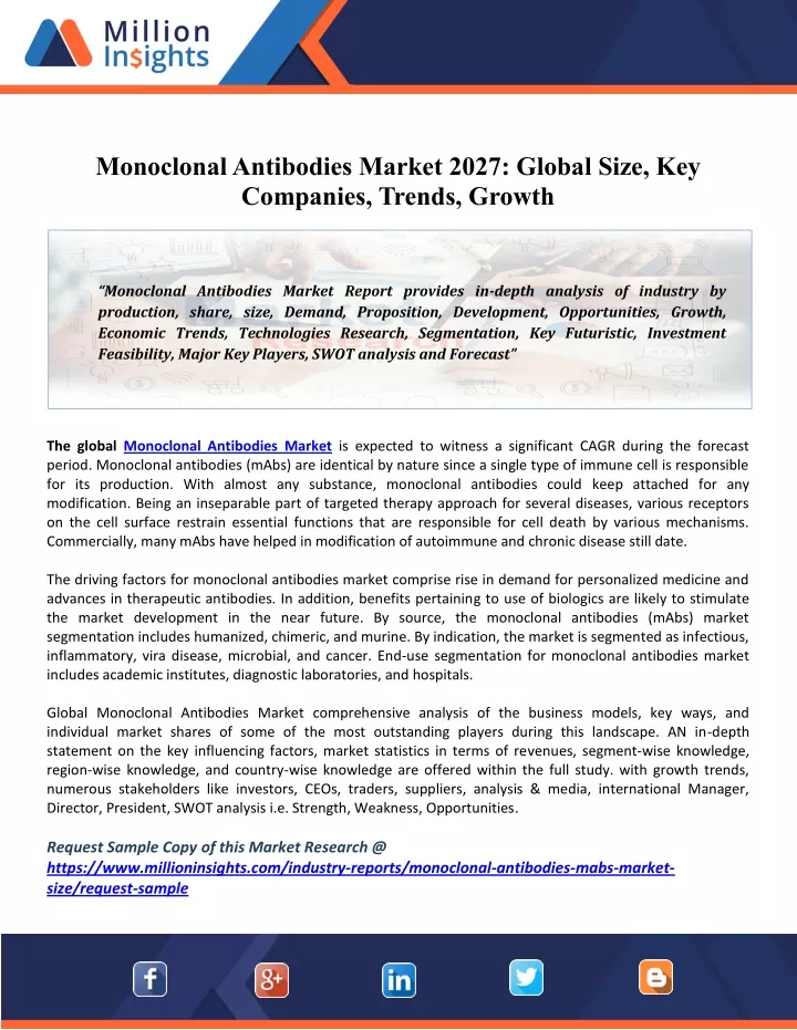 monoclonal antibodies market 2027 global size