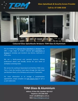 Coloured Glass Splashbacks Brisbane: TDM Glass & Aluminium