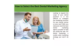 How to Select the Best Dental Marketing Agency