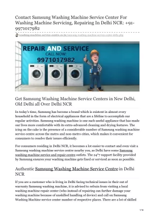 Samsung Washing Machine Service Centre in Delhi