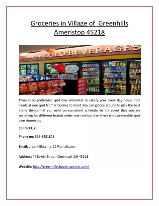 groceries in village of greenhills ameristop 45218