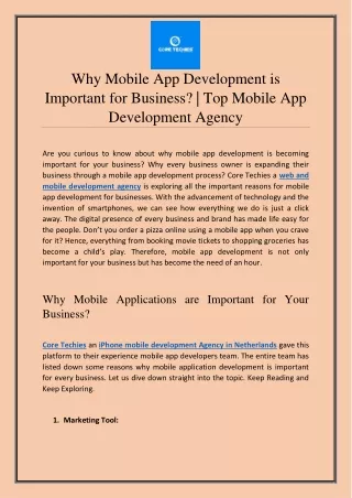 Why Mobile App Development is Important for Your Business?