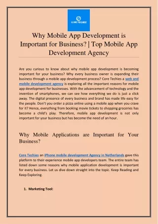 why mobile app development is important