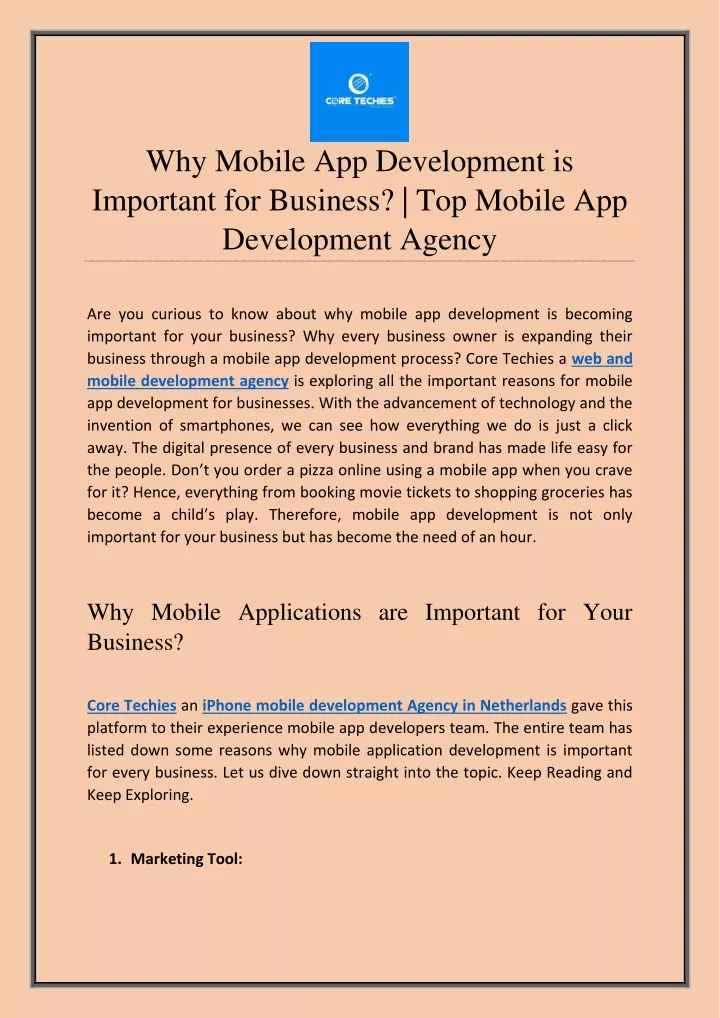 why mobile app development is important