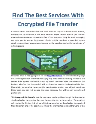 Find The Best Services With Encrypted File Transfer
