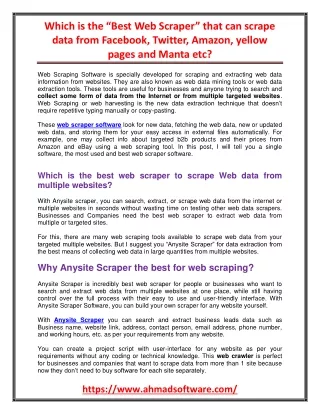 which is the best web scraper that can scrape