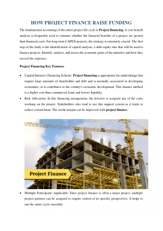how project finance raise funding