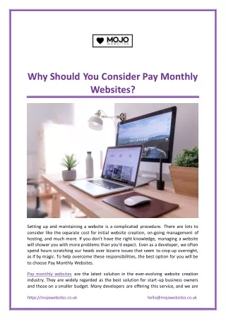Why Should You Consider Pay Monthly Websites?