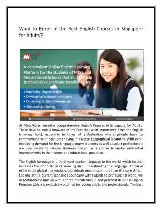 Best English Courses in Singapore for Adults-Metamore