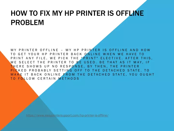 how to fix my hp printer is offline problem