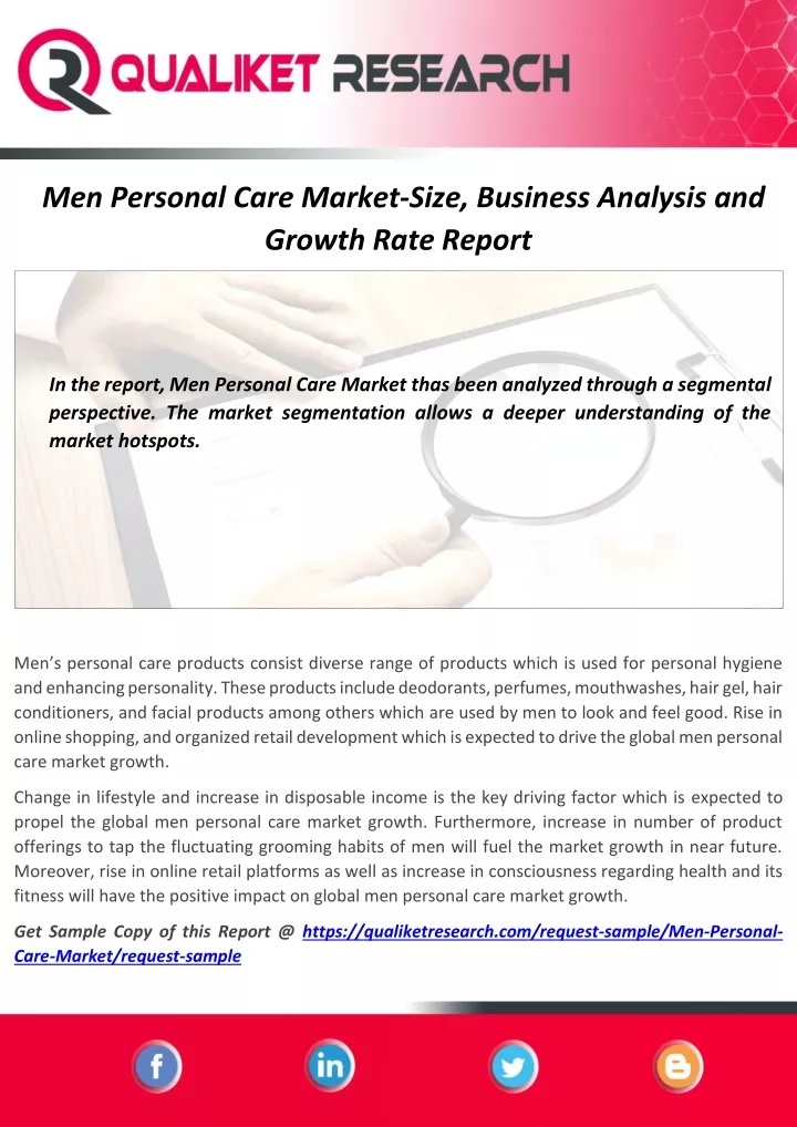 men personal care market size business analysis