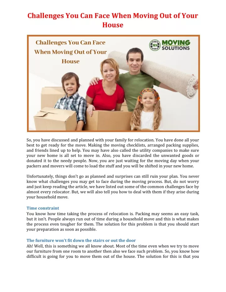 challenges you can face when moving out of your