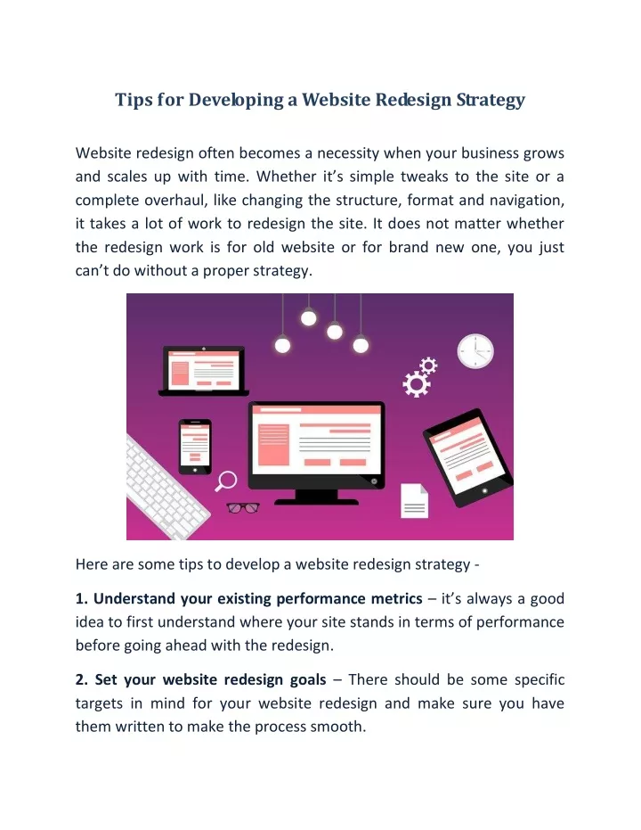 tips for developing a website redesign strategy
