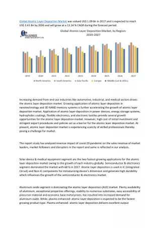 global atomic layer deposition market was valued