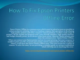 Epson printer says offline