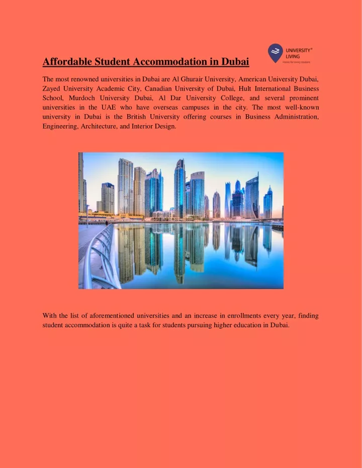 affordable student accommodation in dubai