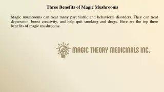 Three Benefits of Magic Mushrooms