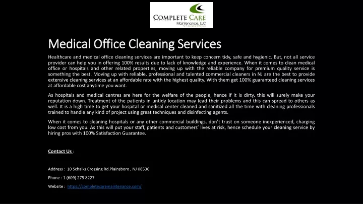 medical office cleaning services