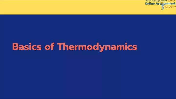 basics of thermody namics