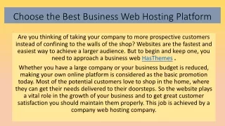 choose the best business web hosting platform