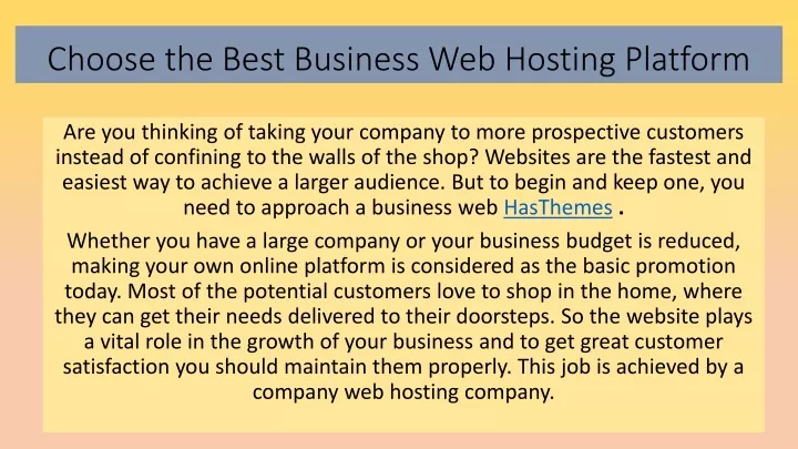 choose the best business web hosting platform