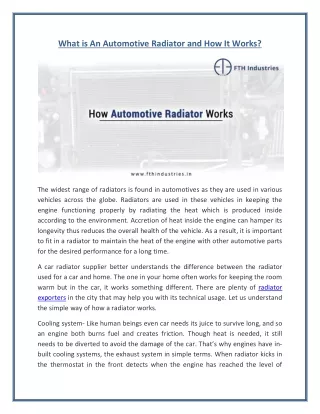 what is an automotive radiator and how it works