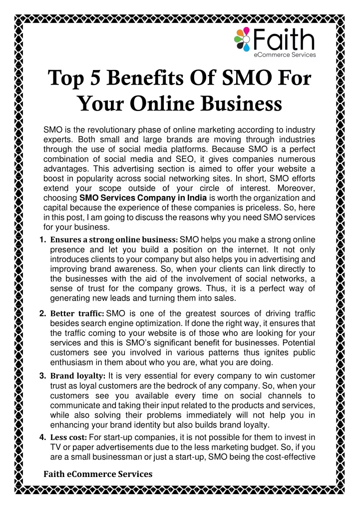 top 5 benefits of smo for your online business
