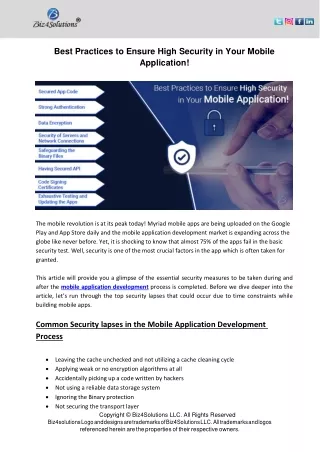 best practices to ensure high security in your