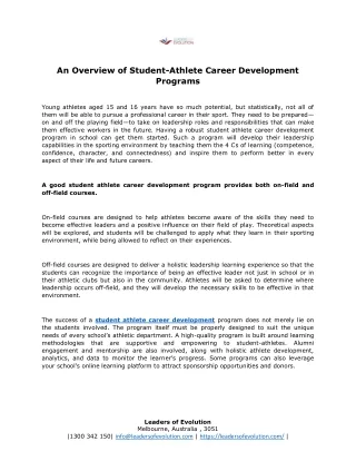 An Overview of Student-Athlete Career Development Programs