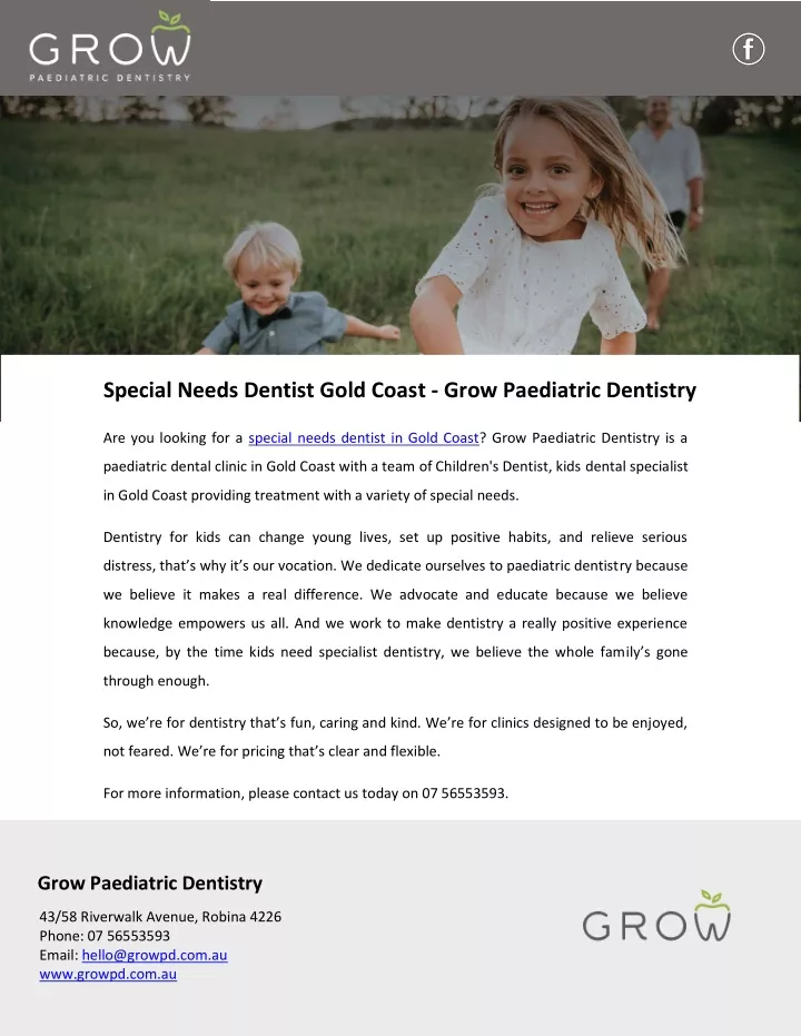 special needs dentist gold coast grow paediatric