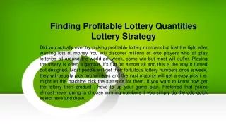 Finding Profitable Lottery Quantities  Lottery Strategy