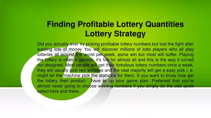 finding profitable lottery quantities lottery strategy