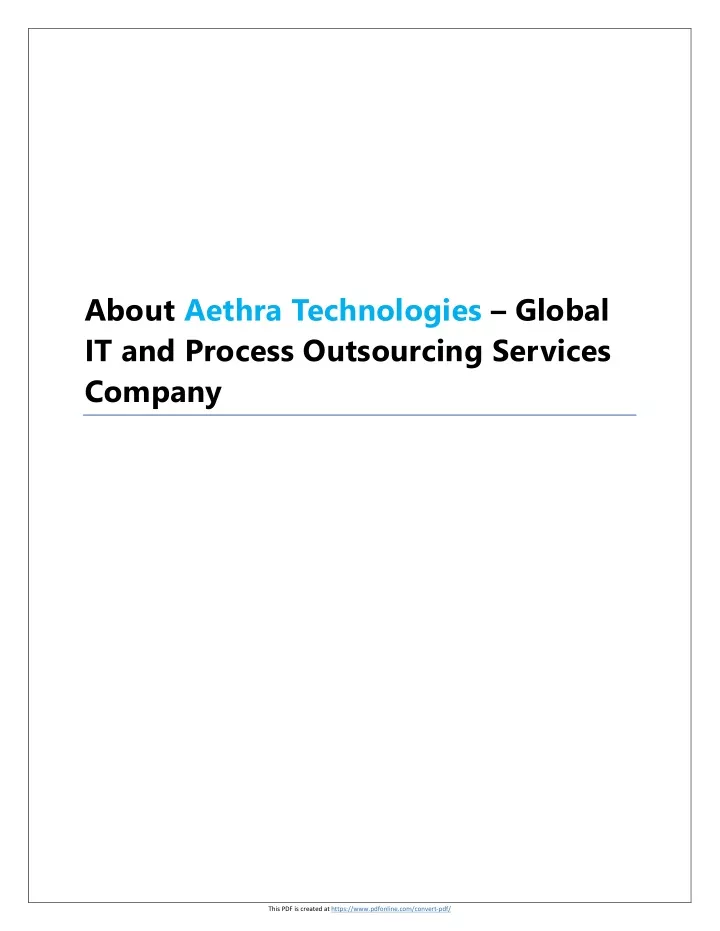 about aethra technologies global it and process