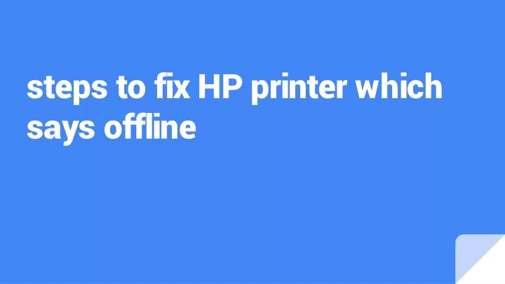 steps to fix hp printer which says offline