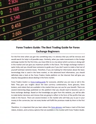 Forex Traders Guide: The Best Trading Guide for Forex Exchange Beginners