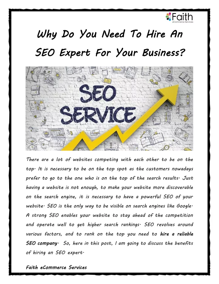 why do you need to hire an seo expert