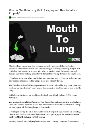 What is Mouth to Lung (MTL) Vaping and How to Inhale Properly?