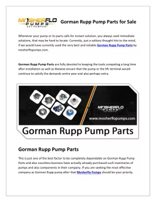 Gorman Rupp Pump Parts for Sale