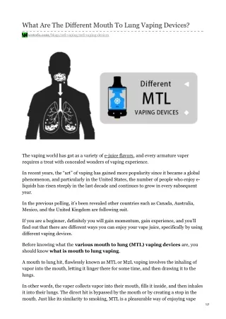 What Are The Different Mouth To Lung Vaping Devices?