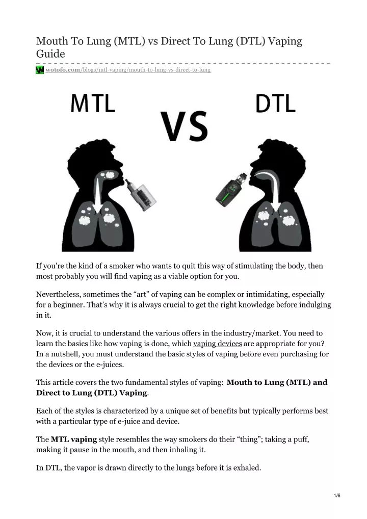 mouth to lung mtl vs direct to lung dtl vaping