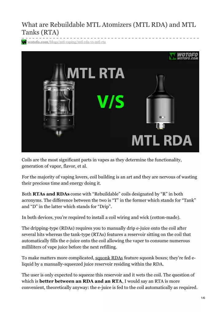 what are rebuildable mtl atomizers