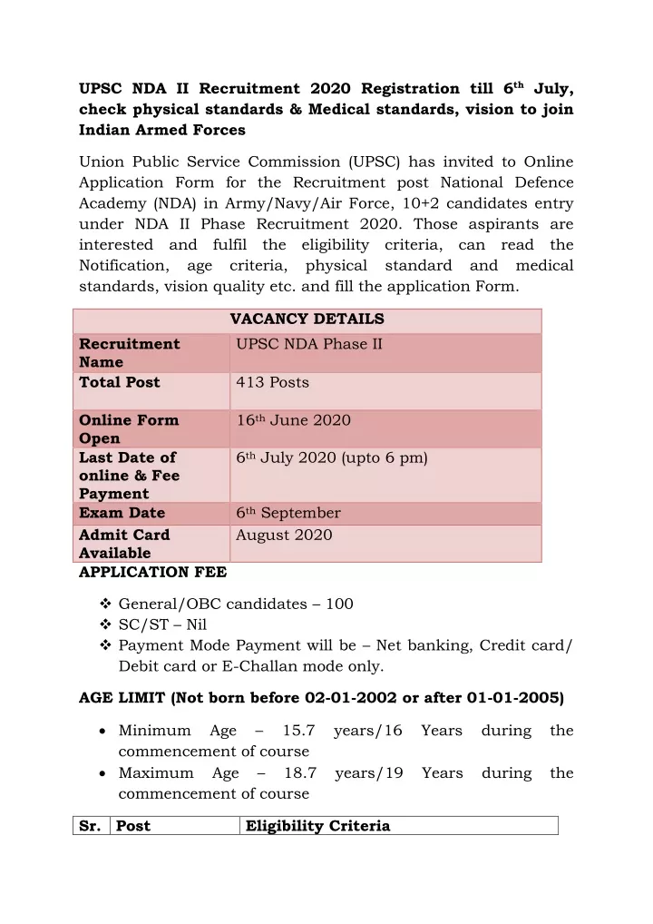 Ppt Upsc Nda Ii Recruitment Registration Till Th July Check