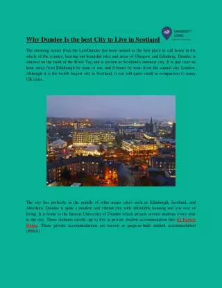 why dundee is the best city to live in scotland