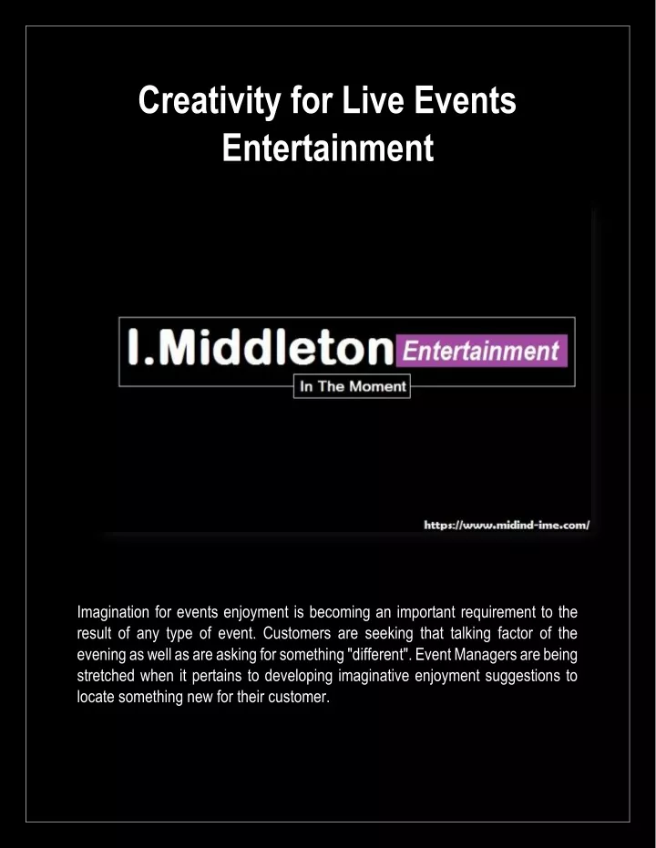 creativity for live events entertainment