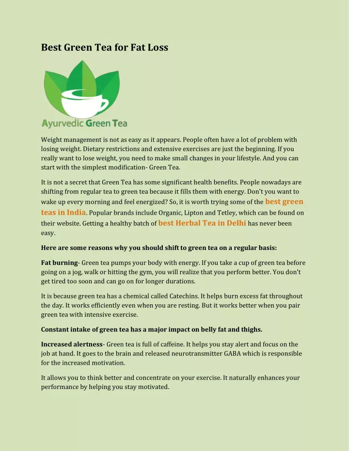 best green tea for fat loss