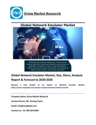 Global Network Emulator Market Share, Trends & Forecast to 2020-2026