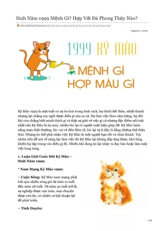 sinh n m 1999 m nh g h p v i phong th y n o