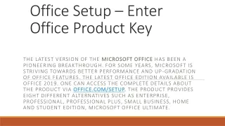 Office Setup - Enter Office Product Key - www.Office.com/setup