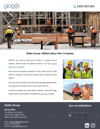 Globe Group: Skilled Labour Hire in Sydney
